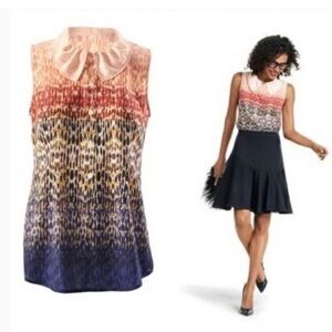 CAbi #3078 Love Printed Peter Pan Collar Sleeveless Blouse Size XS